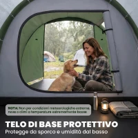 Outsunny Tenda da Campeggio 2 Posti con Telo Impermeabile e Porte con Cerniera, 426x206x15 cm, Verde Scuro(m-7)