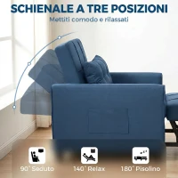 HOMCOM Poltrona Letto Pieghevole con Schienale Regolabile e Cuscino, Blu(m-5)