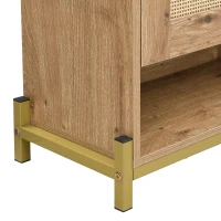 Modern Shoe Cabinet with Space-Saving 4-Door Design, Sturdy Storage Cabinet with Metal Frame and Top Shelf, 108.5L x 24W x 100H cm, Natural(m-9)