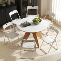 HOMCOM Lot de 6 chaises pliantes portables en plastique et acier, dossier incurvé, assise concave, 48,5 x 47 x 75 cm, blanc(m-10)
