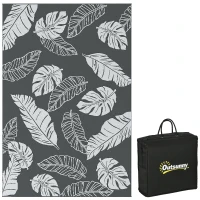 Outsunny Waterdicht Buitentapijt met Bladerpatroon - 182x274cm - Grijs/Wit(m-11)