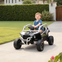 AIYAPLAY 12V Elektrisches Geländefahrzeug für Kinder, Fernbedienung, LED-Lichter, Musik, Hupe, für Kinder von 3-8 Jahren, Grau(m-10)