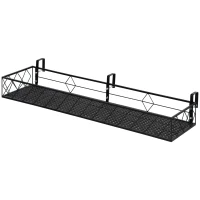 Outsunny Support de Pot de Fleurs Suspendu en Métal avec Fixations Réglables, Jardinière pour Balcon, Dim. 100L x 31l x 12H cm, Noir(m-11)