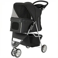 PawHut 3 Wheel Pet Stroller for Small and Miniature Dogs, Black(m-11)