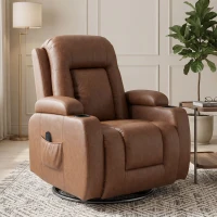 HOMCOM Fauteuil Inclinable de Massage et Chauffage, Fauteuil de Relaxation, Dossier Réglable, Pivotant, 82x99x103cm, Marron(m-2)