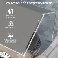 Outsunny Toile de remplacement pour carport 3 x 6 m avec 48 élastiques à boules (housse uniquement, cadre non inclus)(m-6)