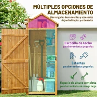 Outsunny Cobertizo para Almacenaje de Herramientas 77x54,2x179 cm 0,3 m² Armario de Jardín de Madera con 3 Estantes y 2 Puertas(m-4)