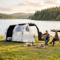 Outsunny Tenda da Campeggio 4-5 Persone con Copertura Oscurante, Impermeabile con Borsa di Trasporto, Kaki(m-8)