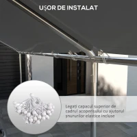 Outsunny Acoperiș pentru garaj 3 x 6m, Husă de schimb rezistentă la UV cu corzi elastice, Gri închis(m-5)