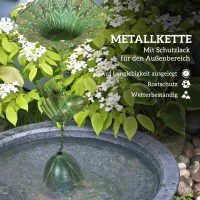 Outsunny 3-delige Metalen Regenketting 123cm met Kolibries, Bloemschalen en Lotusklok, Groen(m-6)
