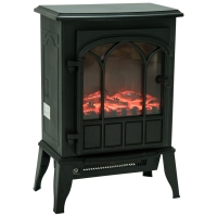 HOMCOM Chimenea Eléctrica 1000W/2000W Efecto de Llama Temperatura Ajustable y Protección Sobrecalentamiento para 15-30 ㎡ Negro