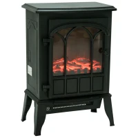 HOMCOM Chimenea Eléctrica 1000W/2000W Efecto de Llama Temperatura Ajustable y Protección Sobrecalentamiento para 15-30 ㎡ Negro(m-1)