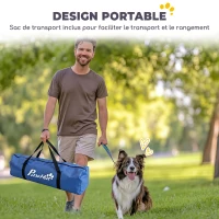 PawHut Ensemble d'Agilité pour Chien 8 Pièces avec Tunnel, Slaloms, Sauts Ajustables, Sac de Transport, 350x68x70cm, Orange(m-7)