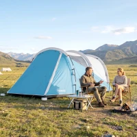 Outsunny Campingzelt für 3 Personen, separate Wohn- & Schlafräume, 460L x 260B x 190H cm, Blau(m-10)