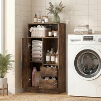 HOMCOM Mueble de Baño Estrecho con Cajones Compartimentos Abiertos Marrón Rústico(m-4)