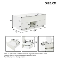 Lift-Top Coffee Table with App-Controlled RGB LED Lights, High-Gloss Center Table with Hidden Compartment, 100L x 45W x 43H cm, White(m-3)