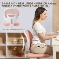 HOMCOM Scaun de Birou Ergonomic Rotativ din Material Tip Plasă Respirabil Fără Brațe, Înălțime Reglabilă, Roz(m-4)