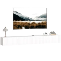 HOMCOM Hängendes TV-Möbel 180cm, TV-Möbel für Fernseher bis zu 183 cm, 2 Klapptüren, 180x25x22cm, weiß(m-8)