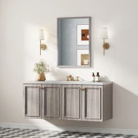 HOMCOM Oglindă de perete, 50 x 70 cm, cadru cu aspect lemn, montare simplă, incl. șuruburi(m-2)