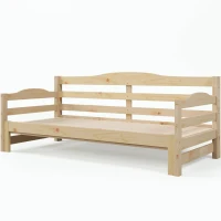 Stylish Cabin Bed with Pull-Out Trundle and Practical Storage, Natural Finish Wooden Bed Frame with MDF Slatted Base, 196L x 187W x 73H cm, Natural(m-10)