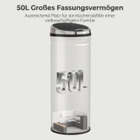 HOMCOM 50 L sensorprullenbak, automatische afvalemmer, roestvrijstalen keukeneimer met infraroodsensor, voor keuken, eetkamer(m-7)