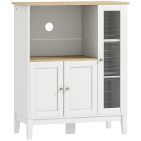 HOMCOM Meuble armoire micro-ondes pour cuisine avec 1 niche, 3 portes passe-câbles 80 x 35 x 97 cm blanc et aspect bois