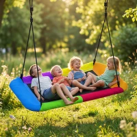 AIYAPLAY Nestschaukel Höhenverstellbar Hängeschaukel bis zu 300kg mit verstellbarer Seile für 3-8 Jahre 148x77x180 cm Mehrfarbig(m-10)