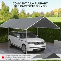 Outsunny Toile de remplacement pour carport 3 x 6 m avec 48 élastiques à boules (housse uniquement, cadre non inclus)(m-4)