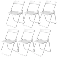 HOMCOM Lot de 6 chaises pliantes portables en plastique et acier, dossier incurvé, assise concave, 48,5 x 47 x 75 cm, blanc(m-14)