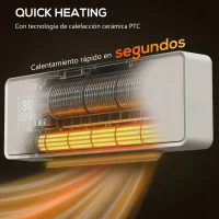 HOMCOM Calefactor Eléctrico Bajo Consumo de Pared 2000W con 3 Modos Pantalla LED Termostato Temporizador y Panel de Vidrio(m-4)