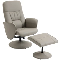 HOMCOM Sillón Relax Reclinable con Reposapiés Respaldo Alto Giratorio 360° Reposabrazos Beige Gris(m-11)