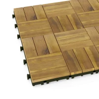 Outsunny Lot de 10 Caillebotis en Bois, Dalles Clipsables, Antidérapant, Résistants à Pourriture, Dalle Terrasse 31x31cm, Naturel(m-11)