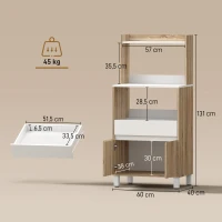 HOMCOM Móvel para Micro-ondas Aparador de Cozinha com Gaveta 2 Portas com Fecho Suave Carvalho(m-3)