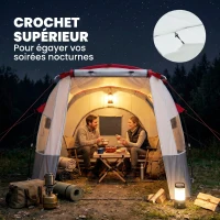 Outsunny Tente de camping familiale 3 personnes, tente tunnel imperméable, portes + fenêtres, 5,1 x 2,4 x 1,8 cm, gris clair(m-6)