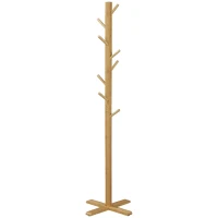 HOMCOM Portemanteau en bambou, portant à vêtements avec 8 patères, pour couloir, chambre, buanderie, bois naturel(m-13)