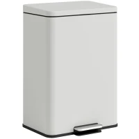 HOMCOM Coș de gunoi de bucătărie 20 L din metal, coș cu pedală, capac cu închidere moale, crem(m-8)