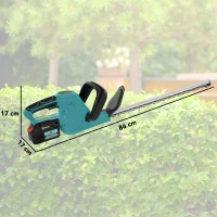 Outsunny Cortasetos Batería 18V con 2 Baterías de 4000mAh Longitud de Cuchilla de 51 cm Motor sin Escobillas y Cargador Azul(m-3)