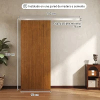 HOMCOM Puerta Corredera con Herrajes 90x210 cm con Rodillo Riel de Aluminio Guía de Suelo Marrón(m-3)
