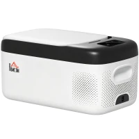 HOMCOM Geleira Elétrica de Compressor Portátil 15L para Carro -20℃ a 20℃ 12 / 24V CC e 100-240V CA 56,8x33x26,2 cm Branco(m-1)