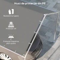 Outsunny Acoperiș pentru garaj 3 x 6m, Husă de schimb rezistentă la UV cu corzi elastice, Gri închis(m-6)