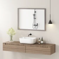 HOMCOM Espelho de Parede 50x70 cm Moldura em Imitação de Madeira Montagem Fácil Inclui Parafusos(m-6)