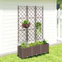 Outsunny Klimrek met plantenbak bloembak met zelfbewateringssysteem 120 x 40 x 192 cm bruin(m-9)