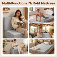HOMCOM Materac składany 200 x 90 cm, 15 cm, składany materac, przenośny materac podłogowy z pralnym pokrowcem, certyfikat Oeko-Tex(m-6)