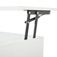 Lift-Top Coffee Table with App-Controlled RGB LED Lights, High-Gloss Center Table with Hidden Compartment, 100L x 45W x 43H cm, White(m-10)