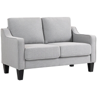 HOMCOM Divano 2 Posti Moderno e Salvaspazio in Tessuto Effetto Lino, 136x77x86 cm;, Grigio Chiaro