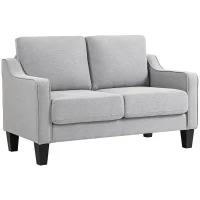 HOMCOM Divano 2 Posti Moderno e Salvaspazio in Tessuto Effetto Lino, 136x77x86 cm;, Grigio Chiaro(m-1)