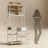 HOMCOM Estante de Cozinha Suporte de Micro-ondas com Prateleiras e 6 Ganchos para Espaços Pequenos 80x40x181 cm Carvalho(m-3)