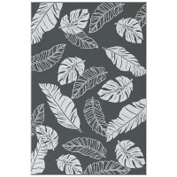 Outsunny Waterdicht Buitentapijt met Bladerpatroon - 182x274cm - Grijs/Wit(m-1)