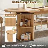 Extendable Dining Table with Vertically Grooved Legs, Space-Saving Dinner Table with Storage Compartment, 160L x 80W x 76H cm, Natural Wood(m-5)