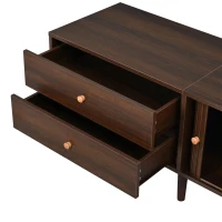 Stylish TV Cabinet for up to 80-Inch Screens, Spacious Unit with 8 Support Legs, 180L x 40W x 46.5H cm, Walnut(m-11)
